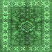 Square Geometric Emerald Green Traditional Rug, tr2721emgrn