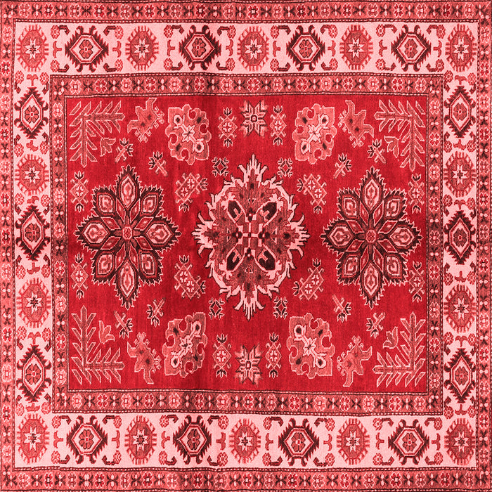 Machine Washable Geometric Red Traditional Rug, wshtr2721red