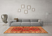 Machine Washable Geometric Orange Traditional Area Rugs in a Living Room, wshtr2721org