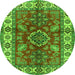 Square Geometric Green Traditional Rug, tr2721grn