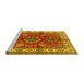 Sideview of Machine Washable Geometric Yellow Traditional Rug, wshtr2721yw