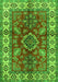 Serging Thickness of Machine Washable Geometric Green Traditional Area Rugs, wshtr2721grn