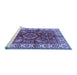 Sideview of Machine Washable Geometric Blue Traditional Rug, wshtr2721blu