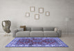 Machine Washable Geometric Blue Traditional Rug in a Living Room, wshtr2721blu