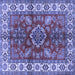 Square Geometric Blue Traditional Rug, tr2721blu