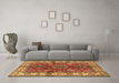 Machine Washable Geometric Brown Traditional Rug in a Living Room,, wshtr2721brn