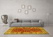 Machine Washable Geometric Yellow Traditional Rug in a Living Room, wshtr2721yw