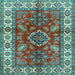 Square Geometric Light Blue Traditional Rug, tr2721lblu