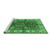 Sideview of Machine Washable Geometric Emerald Green Traditional Area Rugs, wshtr2721emgrn