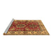 Sideview of Machine Washable Geometric Brown Traditional Rug, wshtr2721brn