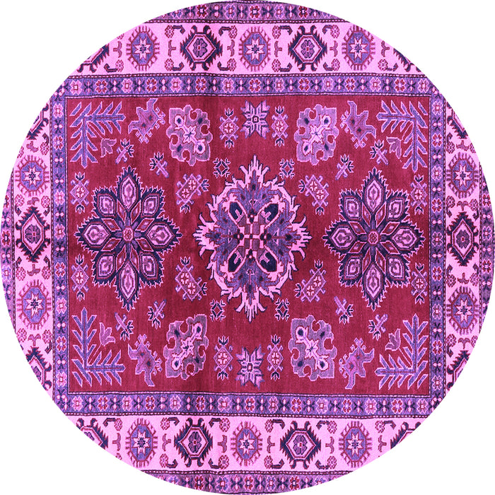 Round Machine Washable Geometric Purple Traditional Area Rugs, wshtr2721pur