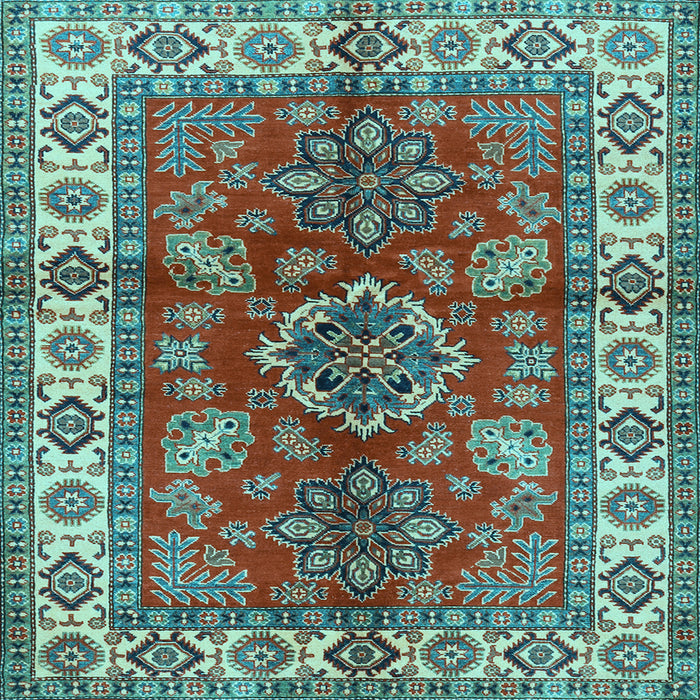 Square Machine Washable Geometric Light Blue Traditional Rug, wshtr2721lblu