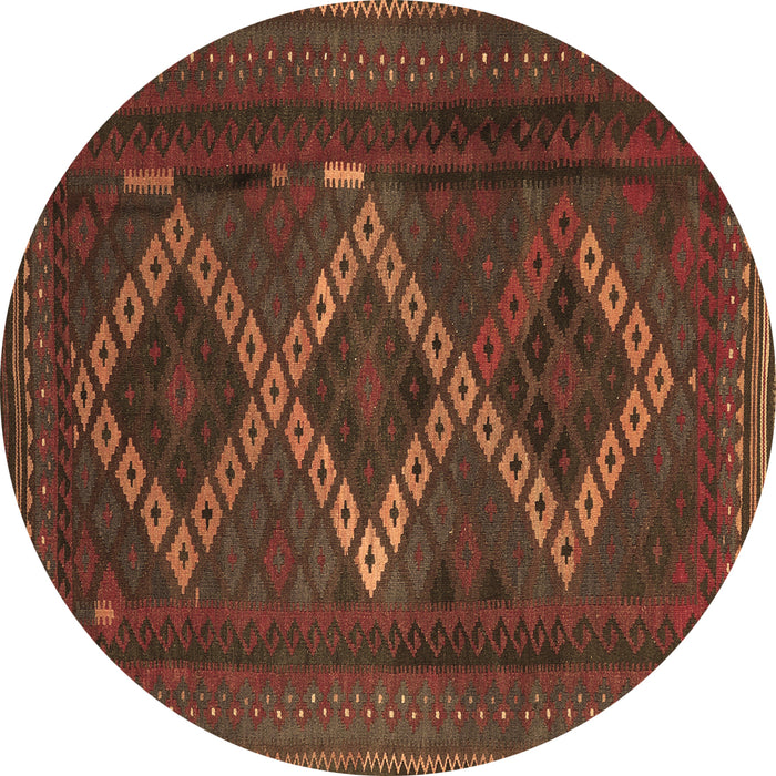 Round Persian Brown Traditional Rug, tr2722brn
