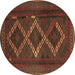 Round Persian Brown Traditional Rug, tr2722brn