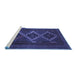 Sideview of Machine Washable Persian Blue Traditional Rug, wshtr2722blu