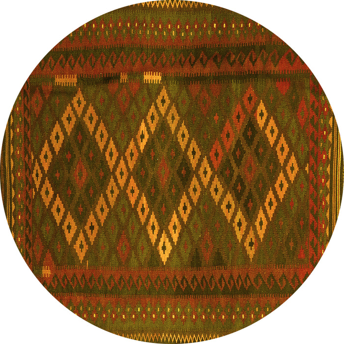 Round Persian Yellow Traditional Rug, tr2722yw