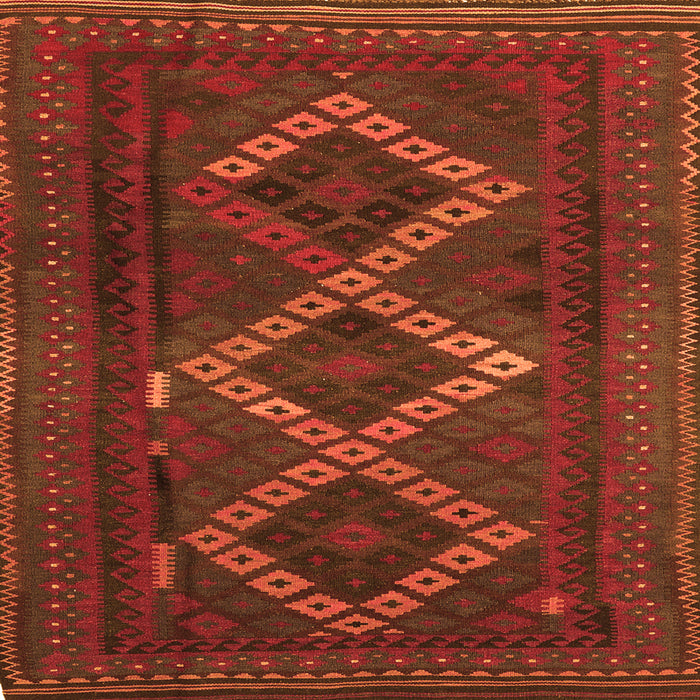 Round Machine Washable Persian Orange Traditional Area Rugs, wshtr2722org