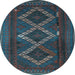 Round Persian Light Blue Traditional Rug, tr2722lblu