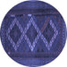 Round Persian Blue Traditional Rug, tr2722blu