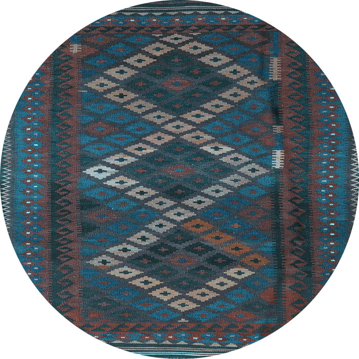 Round Machine Washable Persian Light Blue Traditional Rug, wshtr2722lblu