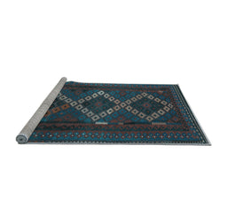 Sideview of Machine Washable Persian Light Blue Traditional Rug, wshtr2722lblu