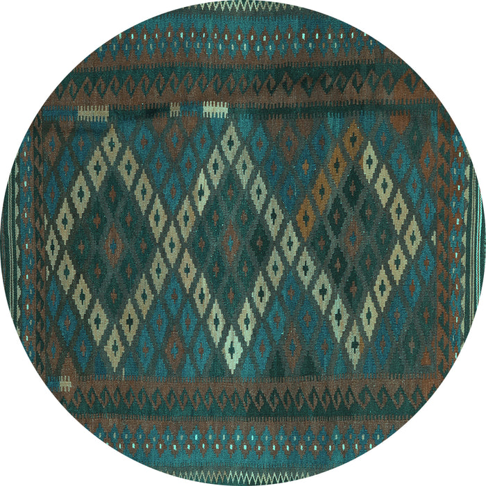 Round Persian Turquoise Traditional Rug, tr2722turq