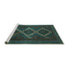 Sideview of Machine Washable Persian Turquoise Traditional Area Rugs, wshtr2722turq