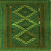 Round Machine Washable Persian Green Traditional Area Rugs, wshtr2722grn