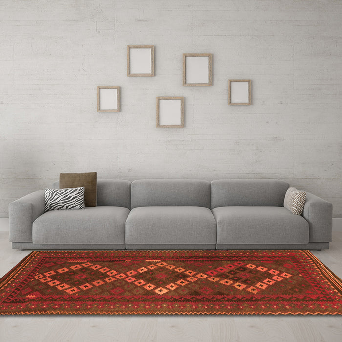 Machine Washable Persian Orange Traditional Area Rugs in a Living Room, wshtr2722org