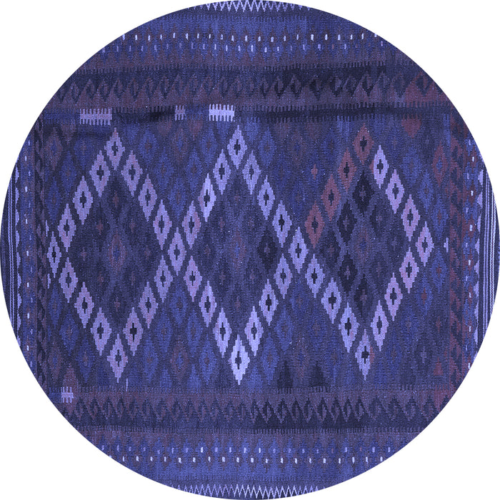 Round Machine Washable Persian Blue Traditional Rug, wshtr2722blu