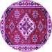 Round Geometric Purple Traditional Rug, tr2723pur