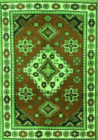 Geometric Green Traditional Rug, tr2723grn