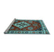 Sideview of Machine Washable Geometric Light Blue Traditional Rug, wshtr2723lblu