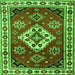 Round Machine Washable Geometric Green Traditional Area Rugs, wshtr2723grn