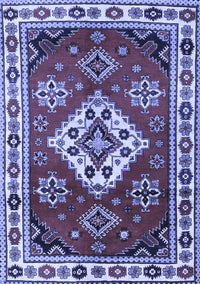 Geometric Blue Traditional Rug, tr2723blu