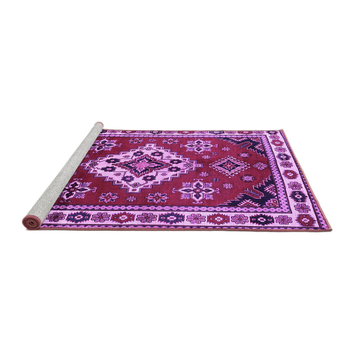 Sideview of Machine Washable Geometric Purple Traditional Area Rugs, wshtr2723pur