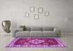 Machine Washable Geometric Purple Traditional Area Rugs in a Living Room, wshtr2723pur