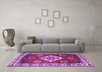 Machine Washable Geometric Purple Traditional Rug, wshtr2723pur