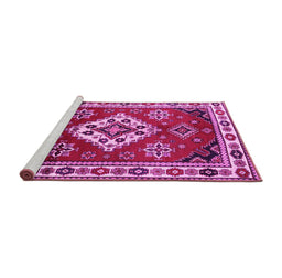 Sideview of Machine Washable Geometric Pink Traditional Rug, wshtr2723pnk