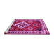 Sideview of Machine Washable Geometric Pink Traditional Rug, wshtr2723pnk