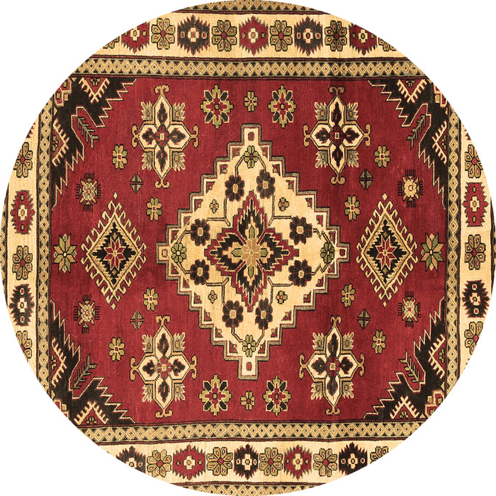 Round Machine Washable Geometric Brown Traditional Rug, wshtr2723brn