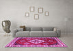 Machine Washable Geometric Pink Traditional Rug in a Living Room, wshtr2723pnk