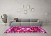 Machine Washable Geometric Pink Traditional Rug, wshtr2723pnk