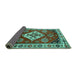 Sideview of Geometric Turquoise Traditional Rug, tr2723turq