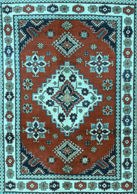 Geometric Light Blue Traditional Rug, tr2723lblu