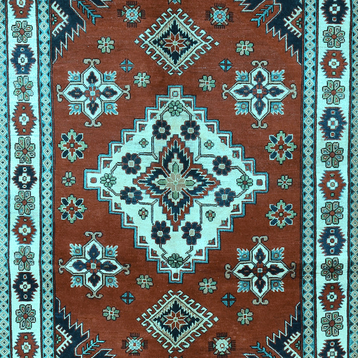 Geometric Light Blue Traditional Rug, tr2723lblu