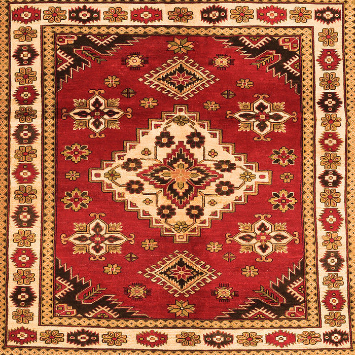 Serging Thickness of Geometric Orange Traditional Rug, tr2723org