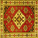 Square Geometric Yellow Traditional Rug, tr2723yw