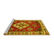 Sideview of Machine Washable Geometric Yellow Traditional Rug, wshtr2723yw