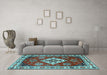 Machine Washable Geometric Light Blue Traditional Rug in a Living Room, wshtr2723lblu